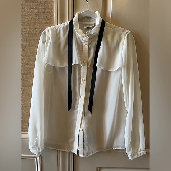 Jason Wu for Target white chiffon sheer blouse Size SM - Picture 2 of 5